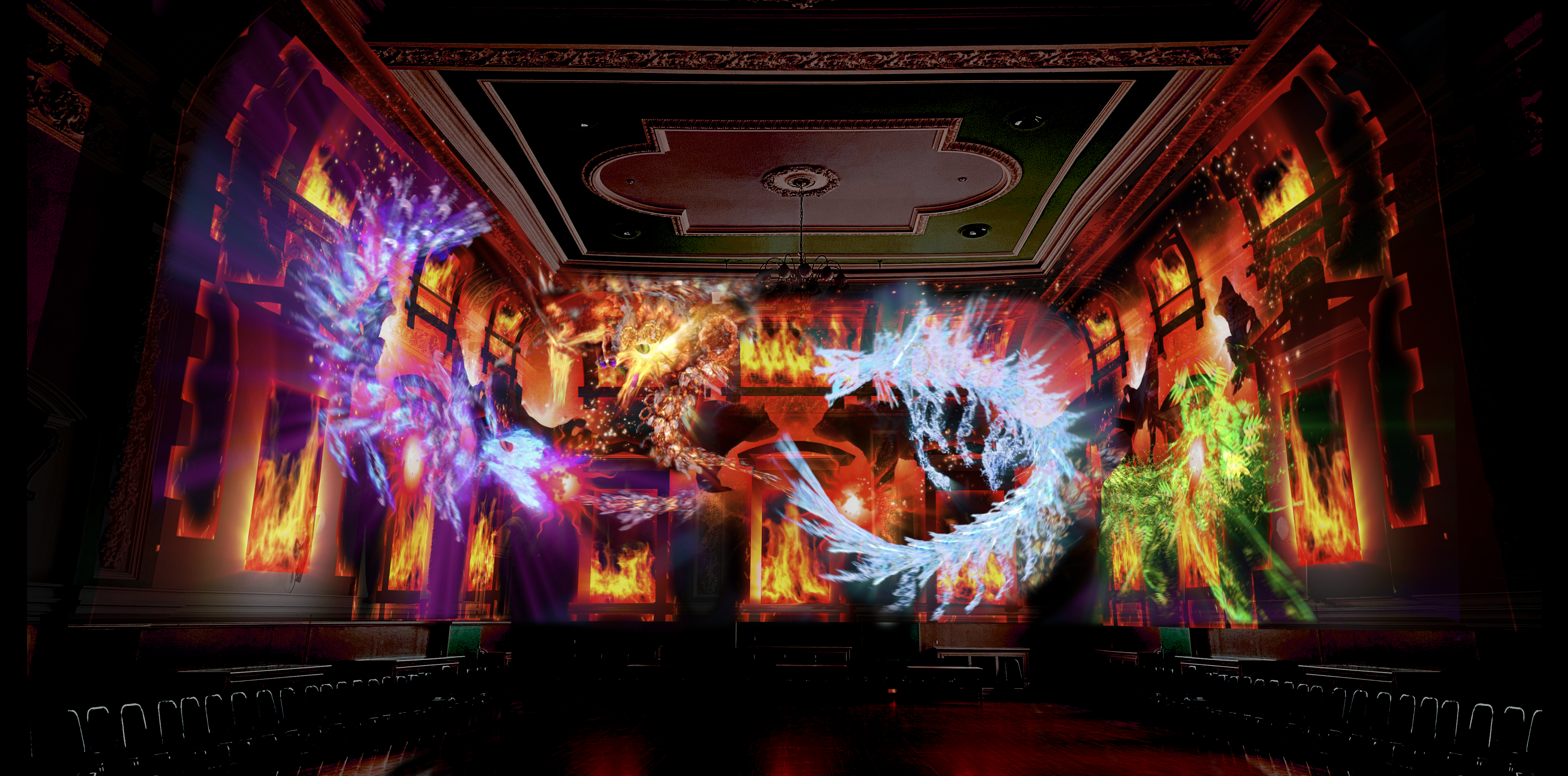 Town Hall Ballroom visual_Dragons artwork by Illumios